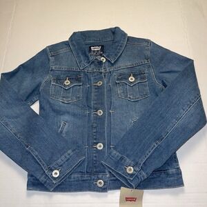 Levis Jacket Kids Unisex 10-12 Denim Trucker Button Front Pockets Cotton